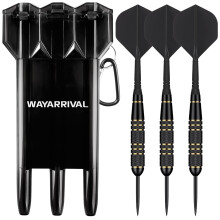 WayArrival Professional Steel Tip Darts Set - 23g Tungsten Brass Darts with Carrying Dart Case & Sharpener | One-Integrated Dart Flight and Shafts De