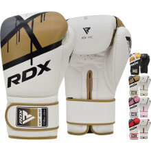 RDX Boxing Gloves Ego Muay Thai Training Maya Hide Leather Sparring Punching Bag Mitts kickboxing Fighting, Gold, 8 oz