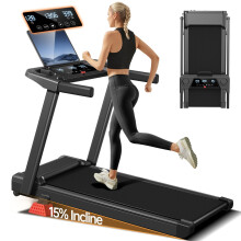 3-in-1 Treadmill,15% Incline Treadmills for Home, Foldable Treadmills with 136 KG Weight Capacity, 3.0HP Quiet Walking Pad Treadmill, Three Touch Scr