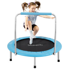 SereneLife Foldable Trampoline for Adults and Kids 91/102cm, Indoor Outdoor Mini Fitness Rebounder with Foam Handle, Compact Exercise Equipment for H