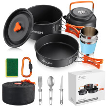 HOMGEN Camping Cooking Set Camping Pots and Pans Set Aluminium Camping Cookware Kit Protable Cooking Mess Kit Lightweight Camping Cooking Equipment f