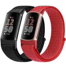 Runostrich Sport Loop Nylon Watch Straps Compatible with Fitbit Charge 6/Charge 5 for Women Men, Adjustable Breathable Replacement Soft Nylon Loop Wr