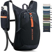 BECOJADDE 15L Hiking Backpack for Men Women Foldable Small Rucksack Lightweight Mini Backpack for Camping Travel Outdoor, Black