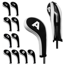 12 pieces Golf Head Covers, 3-9, Pw, Aw, Sw, Lw, Lw, Waterproof Zippered Golf Club Head Cover Protective Cover, Wedge Head Cover with Number Label Go