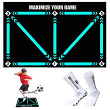 Football Footstep Training Mat with a Pair of Anti-slip Socks, Football Mastery Mat for Improving Dribble Training Auxiliary Props, Anti-Skid Carpet