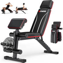 Weight Bench Foldable Adjustable Bench press with Leg Extension Preacher Pad Extended Headrest Gym Bench for Home Gym 800lbs Full Body Workouts Stre