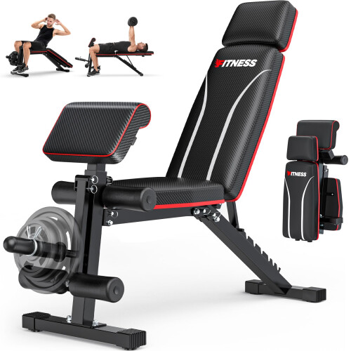 Weight Bench Foldable Adjustable Bench press with Leg Extension Preacher Pa