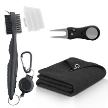 Golf Cleaning Kit, Golf Towel & Golf Club Cleaner Brush & Divot Repair Tool, Golf Accessories for Men - Golf Gifts for Men (3 in 1 Golf Accessories)