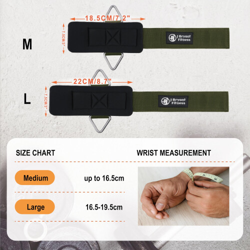 J Bryant Neoprene Padded Wrist Straps with Adjustable Triangular Hook&Loop and Secure Cuff Design for Cable Machines Workouts Strength Training (M) 1