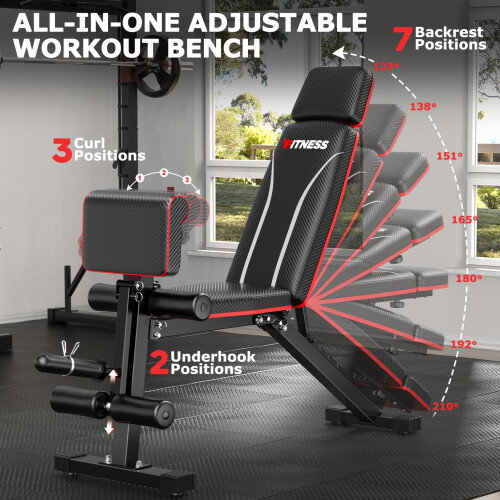 Weight Bench Foldable Adjustable Bench press with Leg Extension Preacher Pa 1