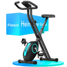 MERACH Folding Exercise Bike Home Trainer with LCD Display 16Level Magnetic Resistance Foldable Stationary Exercise Bike Comfortable Seat SpaceSavin