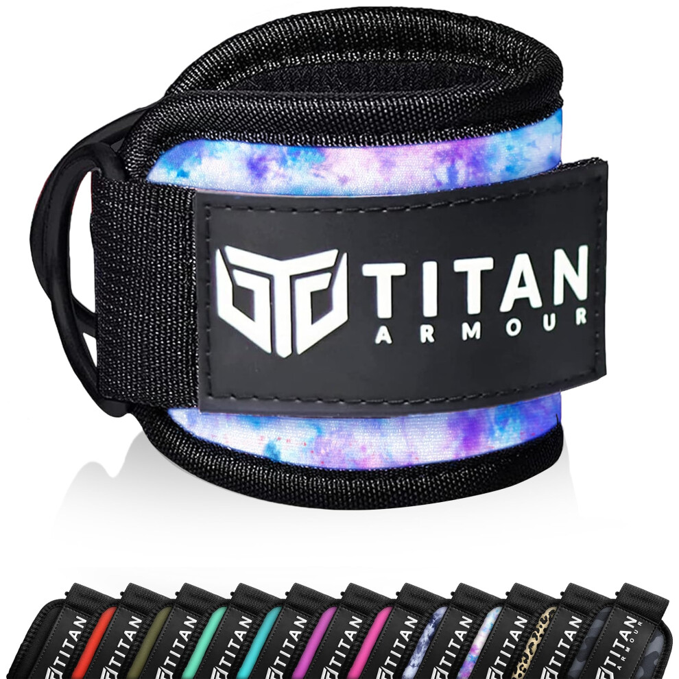 Photos - Weight Bench Titan Armour Single Ankle Straps for Cable Machines | Gym Cuffs w/Heavy-Duty Steel Double D-Rings & Adjustable Strap | Lower