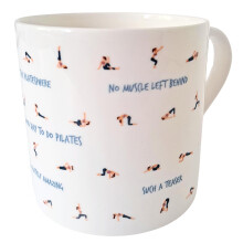 Bone China Mugs – Yoga & Pilates Designs with Cute Poses & Quotes – Perfect for Women, Mother's Day, and Wellness Lovers (Pilates)
