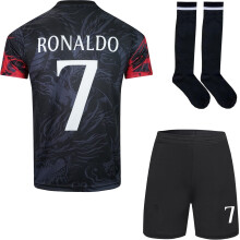 RAWDEM Madrid Ronaldo #7 Dragon Special Limited Edition Football Soccer Jersey/Shorts Socks Gift Set for Children Youth Sizes (Black, 30)