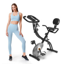 ATIVAFIT Exercise Bike Fitness Bike Recumbent Foldable Stationary Bike 8 Levels Magnetic Resistance Pulse Monitor and Phone/Tablet Holder, Indoor Sta