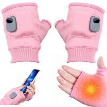 Heated Gloves for Men Women, Smart Thermostatic Electric Heated Fingerless Gloves Rechargeable, Electric Touchscreen Gloves Heated Winter Hand Warmer
