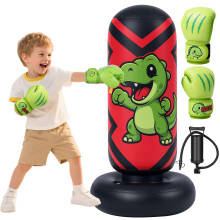 Punching Bag for Kids 130cm, Qoosea Free Standing Inflatable Boxing Bag with Gloves and Air Pump, Kids Punch Bags- Birthday Gifts for Boys & Girls Ag