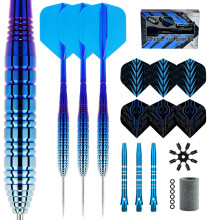 Aiqilai Darts Set 22g Professional 3 Pack, Rainbow Electroplated Barrel, Integrated Flight & 3 ShaftAluminum Shafts, with Flight Protector, Sharpener