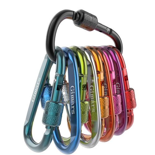 Gimars 10 PCS 6cm D Shape with Locking Screw Nuts Springloaded Gate Carabin