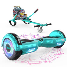 MEGA MOTION Hoverboard Go Kart, Hoverboards with Hoverkart for kids, 6.5 Inch Two-Wheel Self Balancing Hoverboard with Bluetooth Speaker, with LED Li
