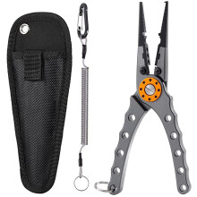Caija-H Long Nose Fishing Pliers with Scissors-Fishing Hook Remover Plier Tool, Disgorgers/Pike Line Cutter Fishing Accessories with Sheath,Fishing G