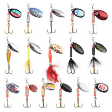 Vicloon Fishing Lures Set 16 Pcs Fishing Baits Kit Mixed Spinners Jig Hooks Sequins Spinner Lures with Hook Lifelike Rotating Metal Bait