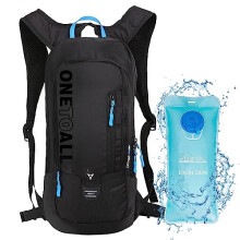 LOCAL LION Running Backpack for Men With Rain Cover, Cycling Backpack Women, 6L Breathable & Lightweight Mountain Bike Bag, Black with Water Bladder