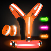 LED Reflective Vest Running Gear Set,USB Rechargeable Light Up Running Vest for Runners Night Walking with Waterproof Phone Bag,High Visibility Armba