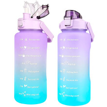 MIKOWEN 2Litre Water Bottle BPA Free Material,2L Sports Bottle with Straw Leakproof Drink Jug, Time Marking & Lock Cover Gym Water Bottle For Women M
