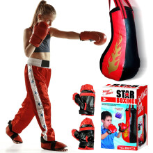Xwin Kids Boxing Punching Bag Set - 50CM Hanging Punch Bag with Adjustable Gloves, 8 Sound Effects Interactive Boxing Toy - Fitness and Training Set