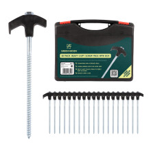 Green Haven Screw Tent Pegs - 20 Pack Heavy Duty Galvanized with Storage Box – Rustproof, Ultimate Strength for Hard Ground, Camping, Tents, Gazebos