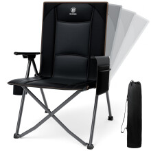EVER ADVANCED Luxury Camping Chair Folding for Adults Heavy Duty 350lbs, Garden Chair Reclining Padded with Cup Holder Side Pocket, Foldable with 4-P