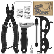 Evilsoul Bike Chain Tool Bike Chain Removal Tool Set with Bicycle Chain Breaker, Chain Pliers, Multifunctional Chain Wear Tool, 5 Pairs Chain Quick L