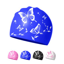 Swimming Cap for Women – Soft Elastic AntiSlip Stylish Comfortable Blue Butterfly