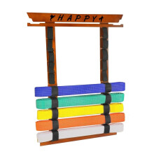 M.J COMFY-LIFE Karate Belt Display Rack10-Slot Martial Arts Belt Holder with Medal Hooks Stickers Taekwondo Judo Belt Organizer for Dojo Home Decor (