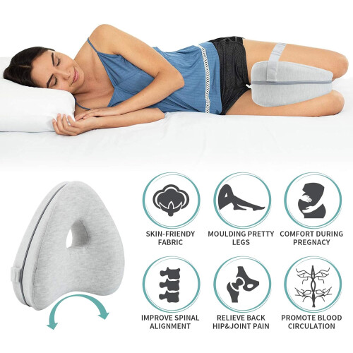 Ergonomic Memory Knee Pillow for Side Sleepers, Spinal Alignment with Multifunctional Leg Support 1