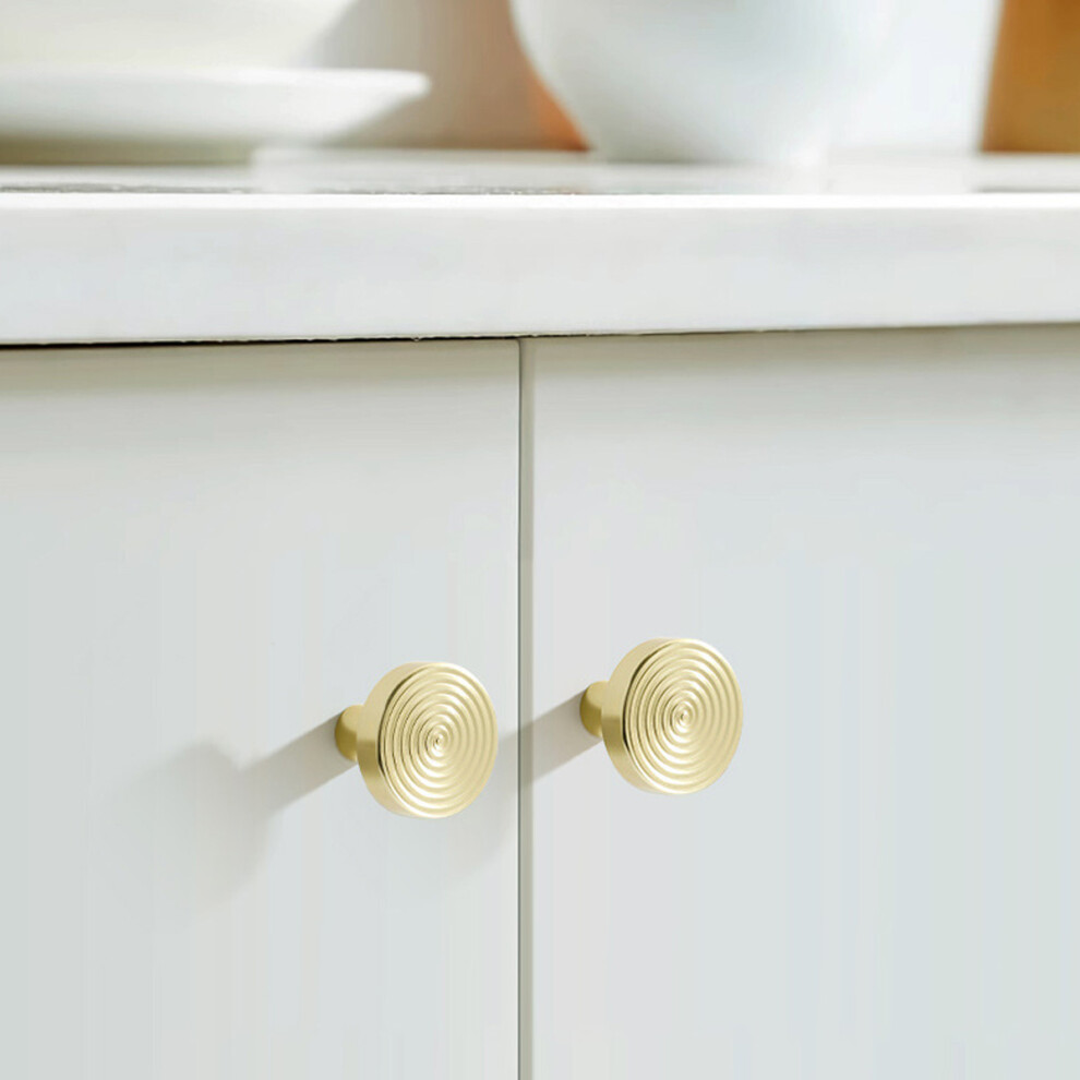 Cabinet Knobs With Concentric Circle Design, Zinc Alloy Construction Champagne Bronze Finish Round Drawer Pulls, Durable Material Cabinet Hardware 9169997163141