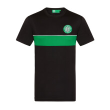Celtic FC Official Gift Mens Poly T-Shirt Black Green Medium