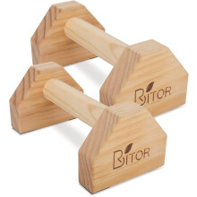 BRITOR Gravity Fitness Wooden Parallettes Mini Handle Pumps for Fitness, Gymnastics, Aerobics, Bodybuilding, Non-Slip and Durable