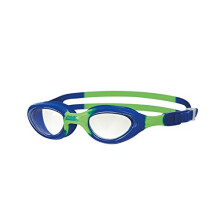 Zoggs Kid's Little Super Seal Swimming Goggles with Quick Adjust and UV Protection (Up to 6 Years), Clear/Blue/Green