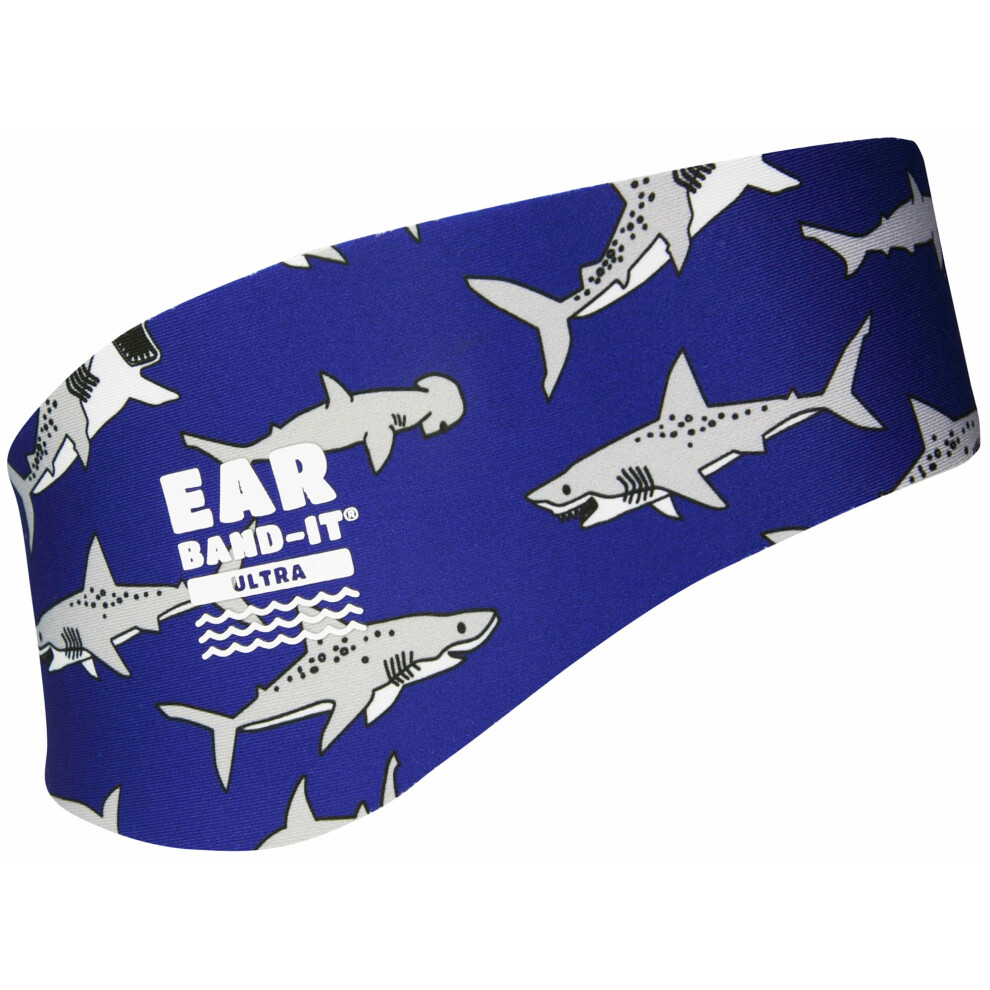 Ultra Swimming Headband (Keep Water Out, Hold Earplugs In) Doctor Recommended Medium (Ages 3-8) - Shark Unisex Kids Ear Band-It