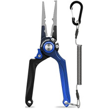 TRUSCEND Unique Lockable Fishing Pliers with Mo-V Blade Cutter, Advanced Split Ring Plier for Saltwater and Freshwater, Corrosion Resistant Teflon Co