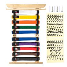 SUMNACON 10 Belts Bamboo Martial Arts Belt Holder, Karate Taekwondo Belt Organizer Wall Martial Arts Belt Display Rack Belt Medal Display Holder for