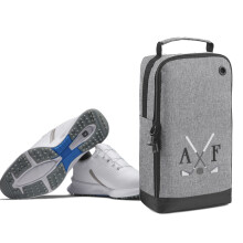 Golf Shoe Bag Personalised with Embroidered Initials - Monogrammed Golf Clubs Logo - Free P&P (Grey Marl)