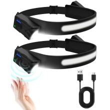 Lorrtta Head Torch Rechargeable, 2 Pack Dual-Side 270 Degree Rotating 1200 LM LED Running Head Torch 4 Spot Light 5 Lighting Modes Lightweight Headli