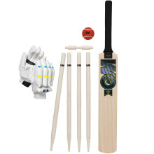 Gunn & Moore GM Young Gunn Cricket Set | Aion | Wooden Cricket Bat, Soft Ball, Batting Gloves, Stumps & Bail and Carry Bag | Size 2 Suitable for Play