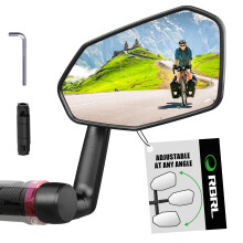 RBRL Extra Large Bicycle Mirror 360 Adjustable Shatterproof and Durable Bar End Rear View Mirror for EBike Right