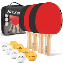 Table Tennis Bats and Balls Set, Portable Table Tennis Paddles with Balls, Professional Ping Pong Set for 4 Players with Portable Bag