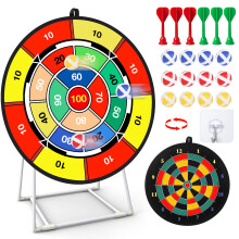 29 Inches Kids Dart Board Set, Large Double Sided Dart Board with 12 Sticky Balls, 6 Darts & Stand, Indoor Outdoor Party Games Toys Gifts for 3 4 5 6