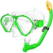 Gintenco Kids Snorkel Set, Dry Top Snorkel Mask Anti-Leak for Youth Junior Child, Anti-Fog Snorkeling Gear Free Breathing,Tempered Glass Swimming Div